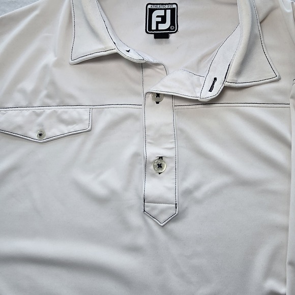FootJoy Havana Country Club Golf Polo Shirt Mens L White Contrast Stitch Pocket - Picture 2 of 11